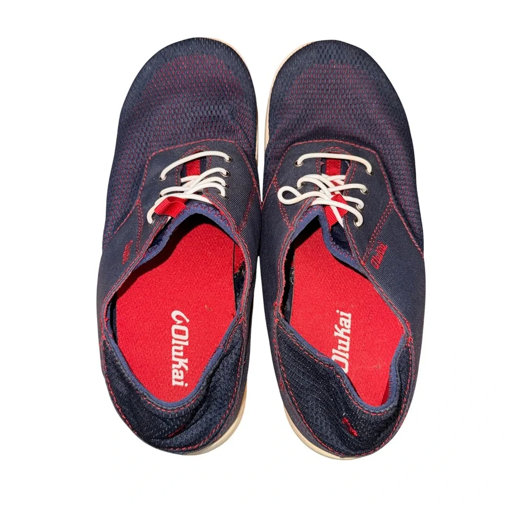 OluKai Nohea Moku Sneakers Mens 8.5 Pre-owned Boat Shoe Blue Mesh Water Friendly